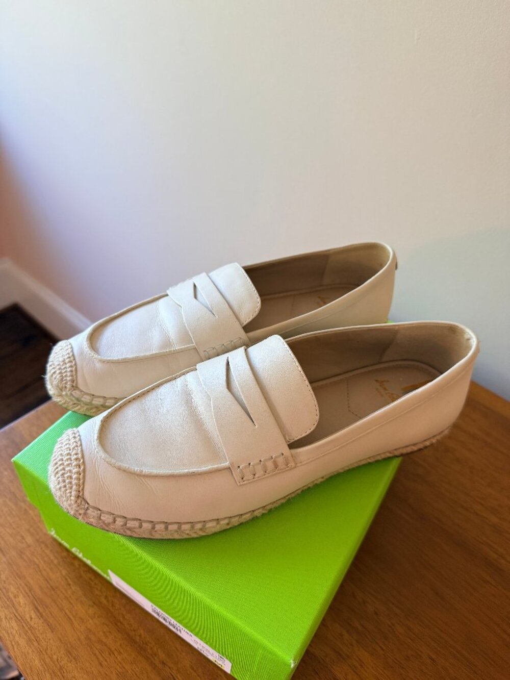 Sam Edelman Ivory Leather Espadrille Loafer Size 8.5